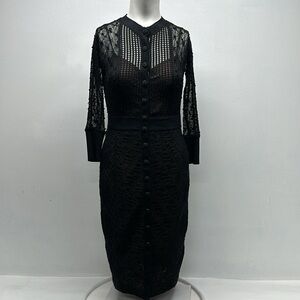 Beguile by Byron Lars Mona Dress Button Down Front  Lace Black Size 0